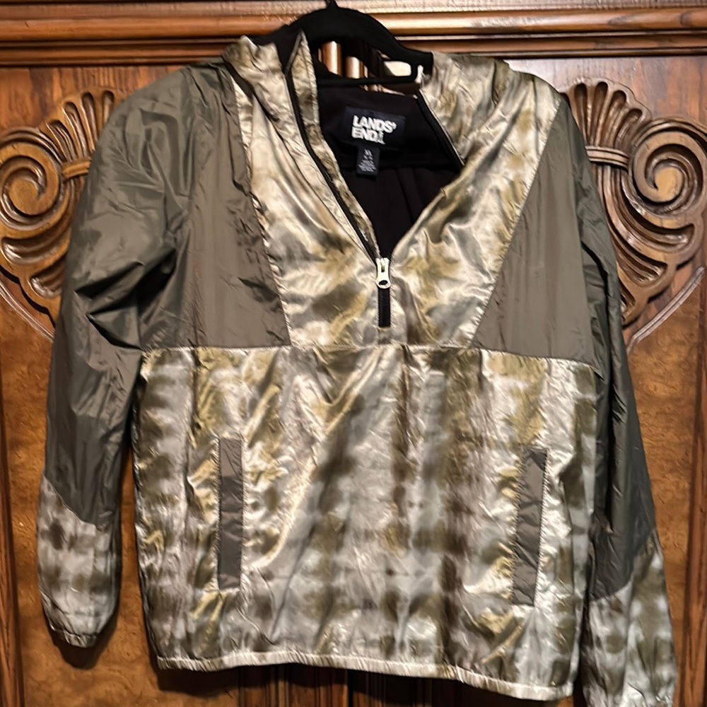 Lands' End Green and Gold Windbreaker ZD